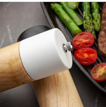 Modern black & white manual wooden salt pepper grinder kitchen tool