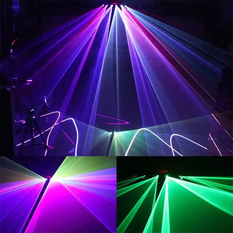 Black octagonal rgb scanning laser projector dance floor party light