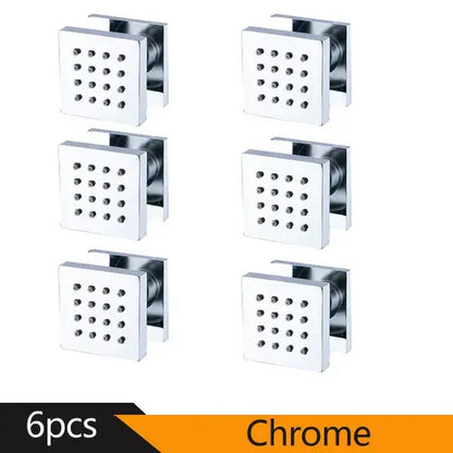Modern square chrome shower massage jets 6-piece bathroom set