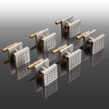Modern square chrome shower massage jets 6-piece bathroom set