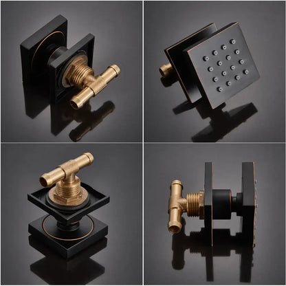 Modern square chrome shower massage jets 6-piece bathroom set