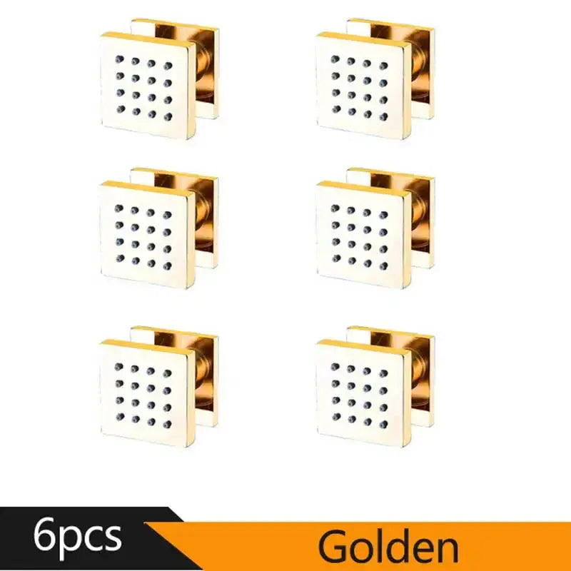 Modern square chrome shower massage jets 6-piece bathroom set