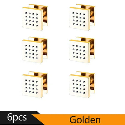 Modern square chrome shower massage jets 6-piece bathroom set