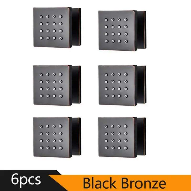 Modern square chrome shower massage jets 6-piece bathroom set