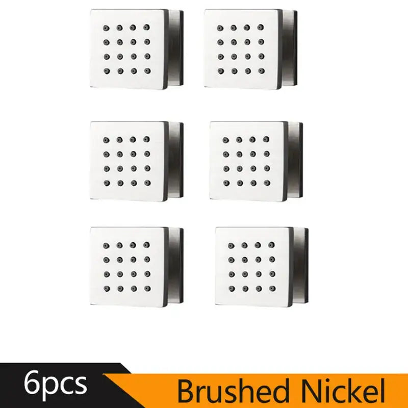 Modern square chrome shower massage jets 6-piece bathroom set