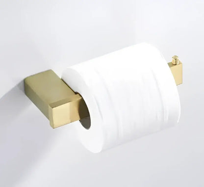 Modern rectangular brushed nickel bathroom accessories set