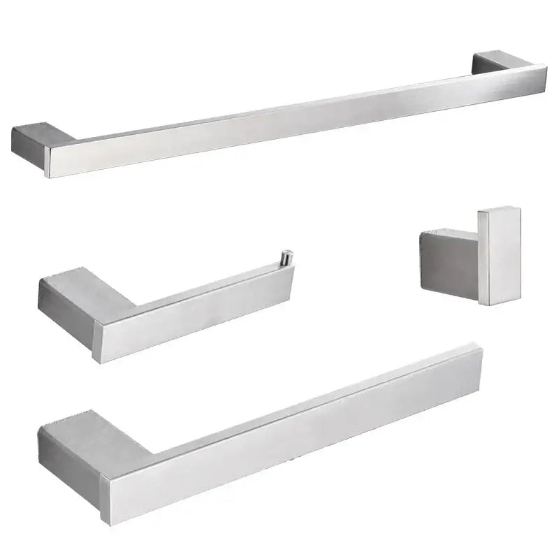 Modern rectangular brushed nickel bathroom accessories set