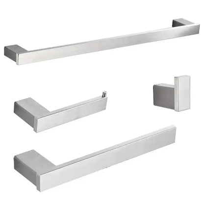 Modern rectangular brushed nickel bathroom accessories set