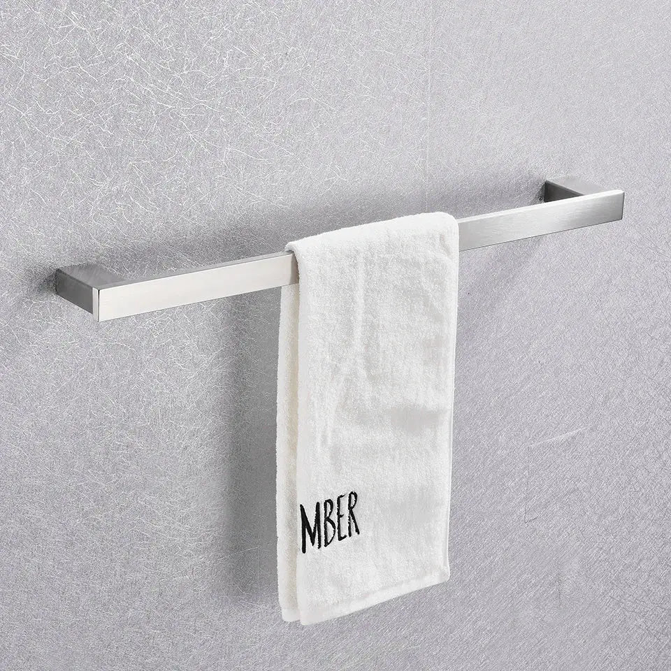 Modern rectangular brushed nickel bathroom accessories set