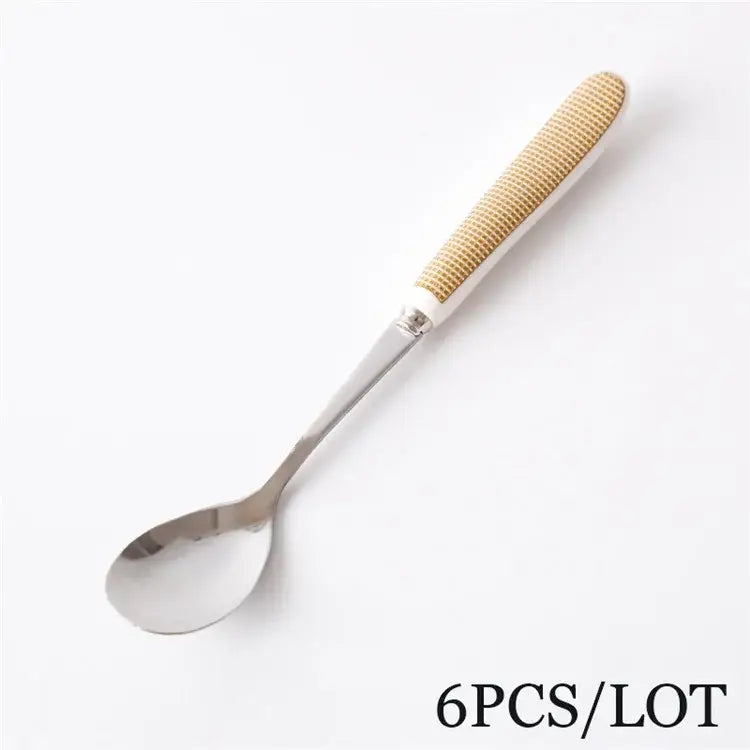 European floral bone china coffee spoon set dining room tableware