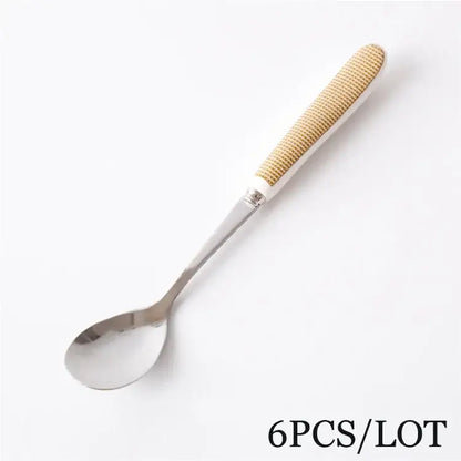 European floral bone china coffee spoon set dining room tableware