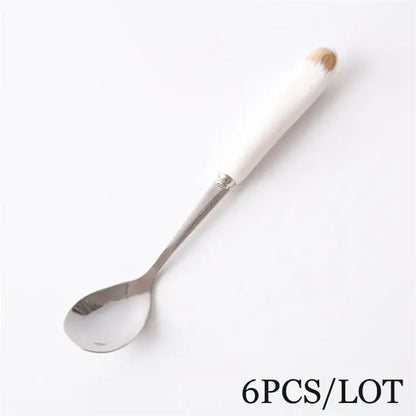 European floral bone china coffee spoon set dining room tableware
