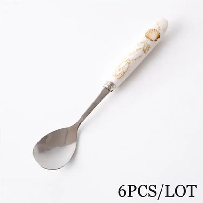 European floral bone china coffee spoon set dining room tableware