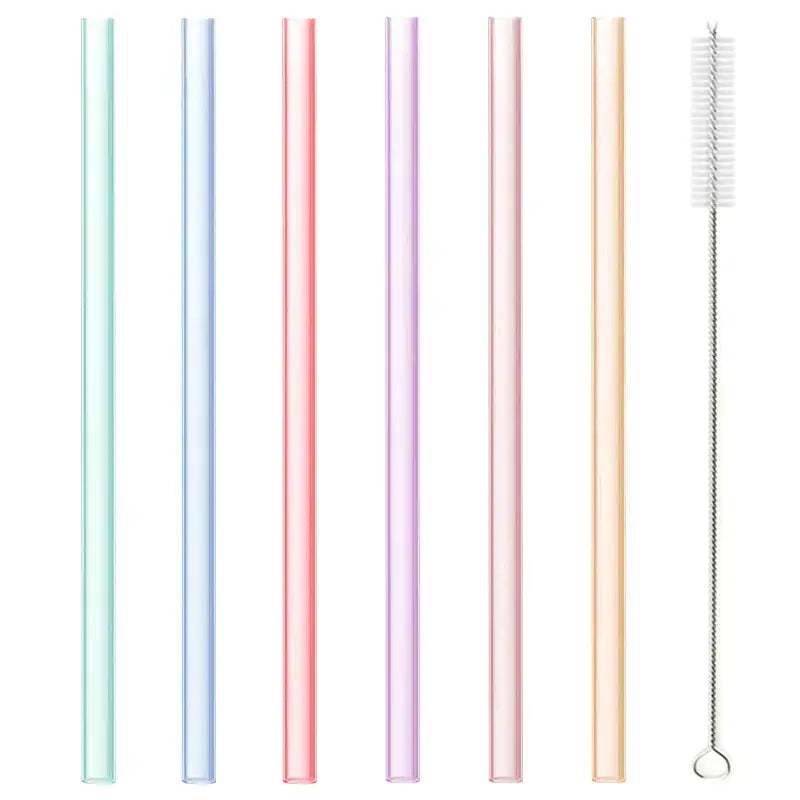 Pastel translucent reusable silicone straws set kitchen accessories
