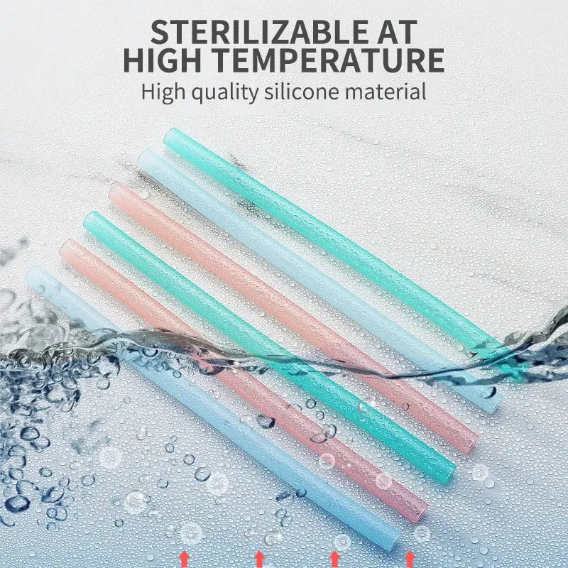 Pastel translucent reusable silicone straws set kitchen accessories