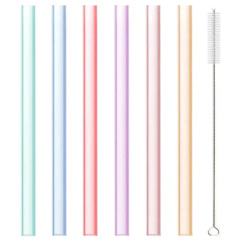 Pastel translucent reusable silicone straws set kitchen accessories
