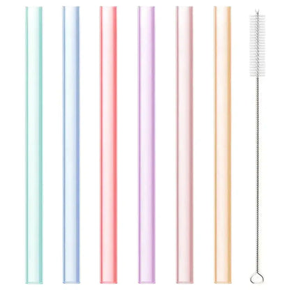 Pastel translucent reusable silicone straws set kitchen accessories