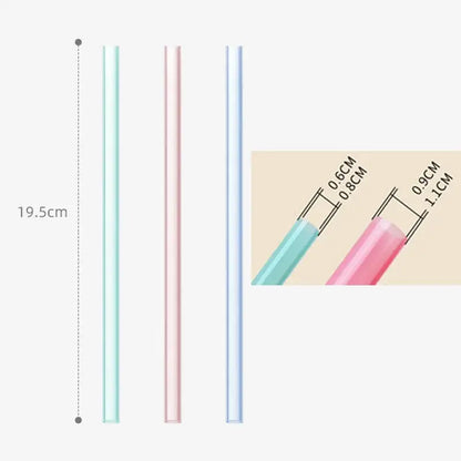 Pastel translucent reusable silicone straws set kitchen accessories
