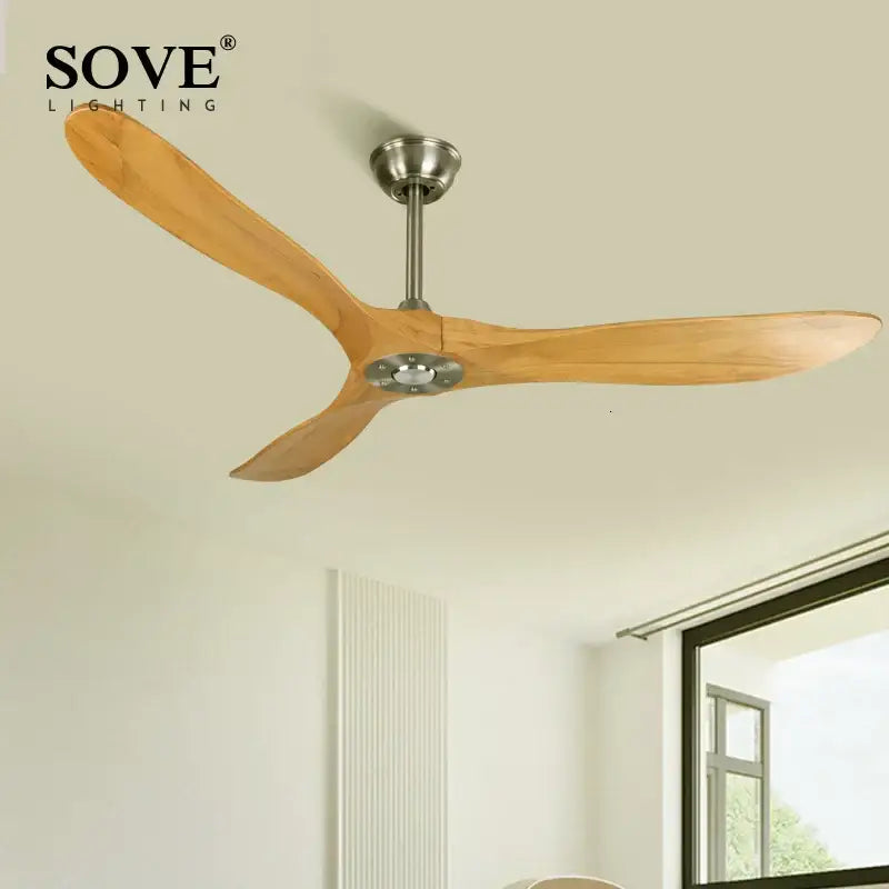 Industrial black & nickel wooden ceiling fan for living room