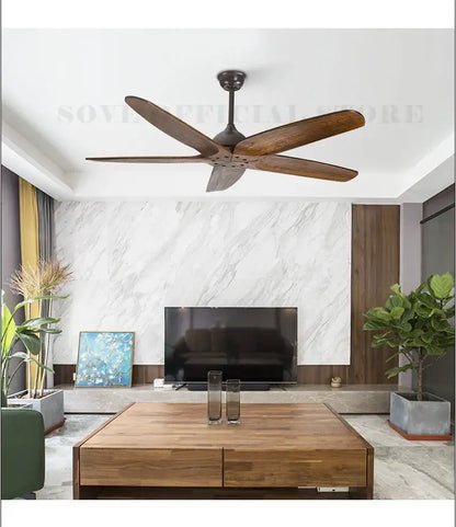 Dark bronze solid wood ceiling fan with remote control living room