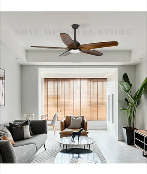 Dark bronze solid wood ceiling fan with remote control living room