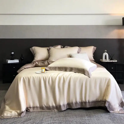 Elegant ivory & sage lyocell eucalyptus fiber bedding set bedroom