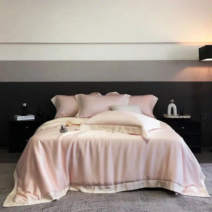 Elegant ivory & sage lyocell eucalyptus fiber bedding set bedroom