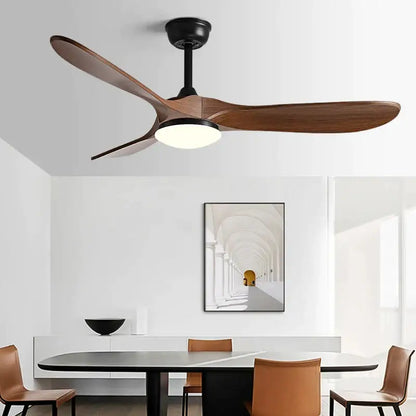 Modern white and wood 60inch ceiling fan with led light living room