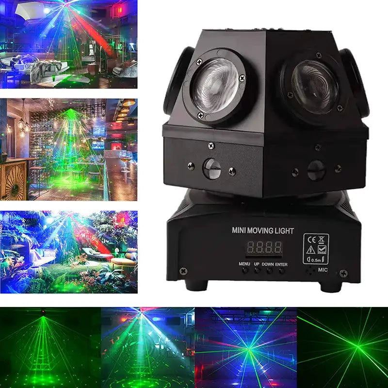 Black dual lens moving head strobe beam laser light for living room