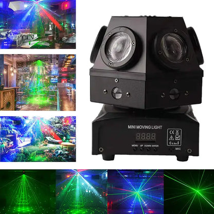 Black dual lens moving head strobe beam laser light for living room