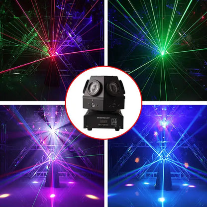 Black dual lens moving head strobe beam laser light for living room