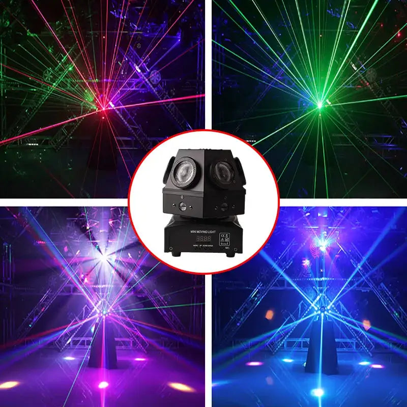 Black dual lens moving head strobe beam laser light for living room