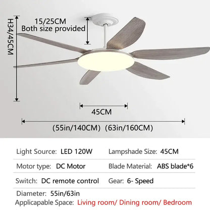Modern white and wood ceiling fan light living room led chandelier