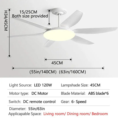 Modern white and wood ceiling fan light living room led chandelier