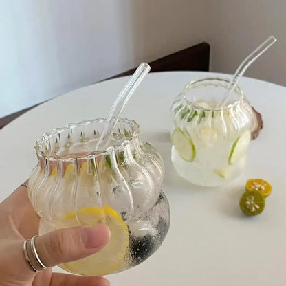 Wavy clear 650ml latte ribbed cocktail glass set dining room cups