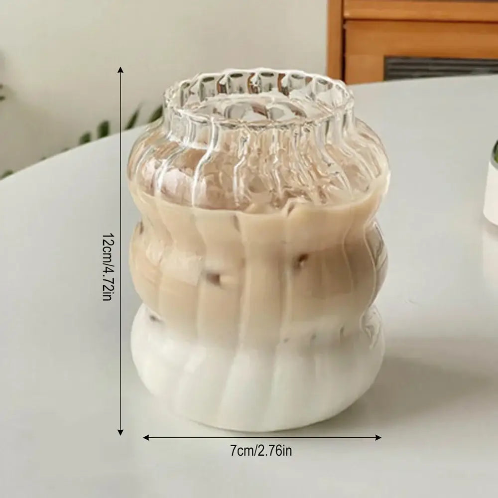 Wavy clear 650ml latte ribbed cocktail glass set dining room cups