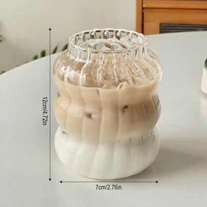 Wavy clear 650ml latte ribbed cocktail glass set dining room cups