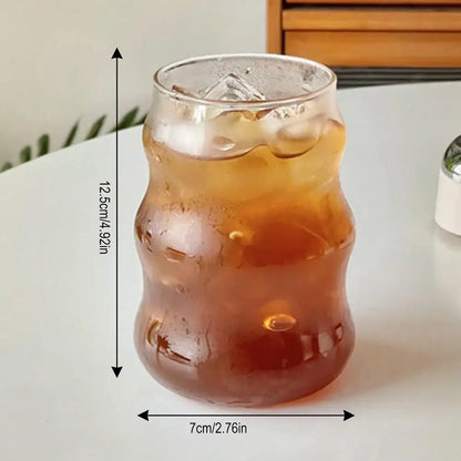 Wavy clear 650ml latte ribbed cocktail glass set dining room cups