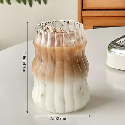 Wavy clear 650ml latte ribbed cocktail glass set dining room cups