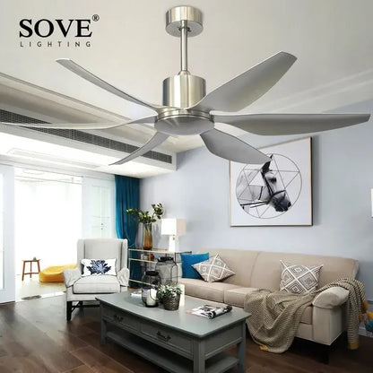 Modern black & wood led brown ceiling fan for living room