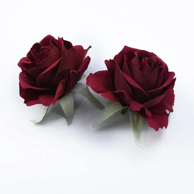 Velvet pastel and burgundy 6cm roses head wedding decor artificial flowers