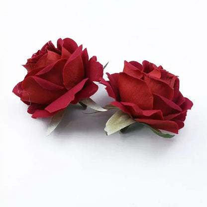 Velvet pastel and burgundy 6cm roses head wedding decor artificial flowers