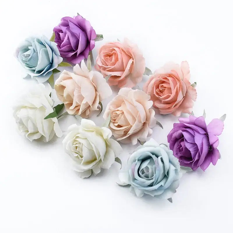 Velvet pastel and burgundy 6cm roses head wedding decor artificial flowers