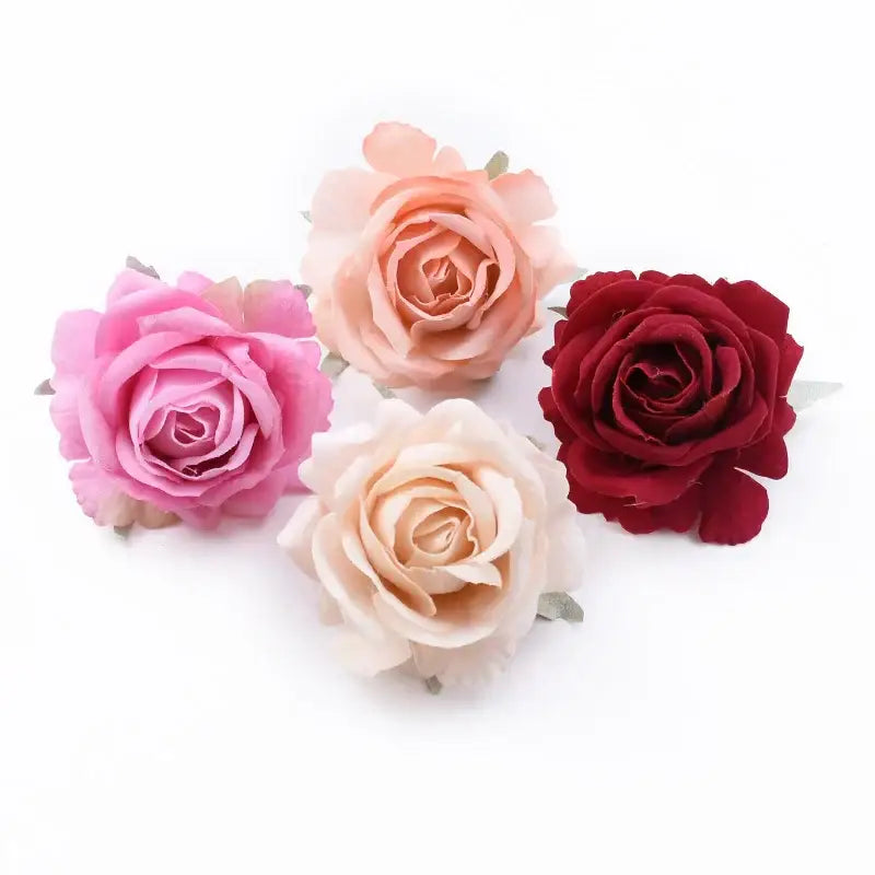 Velvet pastel and burgundy 6cm roses head wedding decor artificial flowers