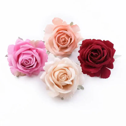 Velvet pastel and burgundy 6cm roses head wedding decor artificial flowers
