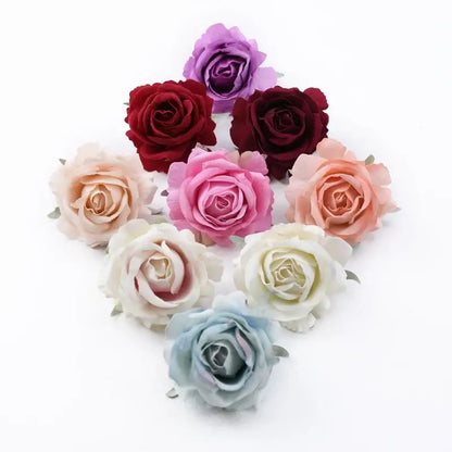 Velvet pastel and burgundy 6cm roses head wedding decor artificial flowers