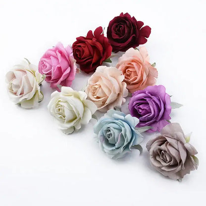 Velvet pastel and burgundy 6cm roses head wedding decor artificial flowers