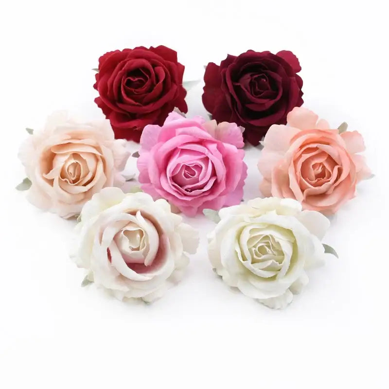 Velvet pastel and burgundy 6cm roses head wedding decor artificial flowers