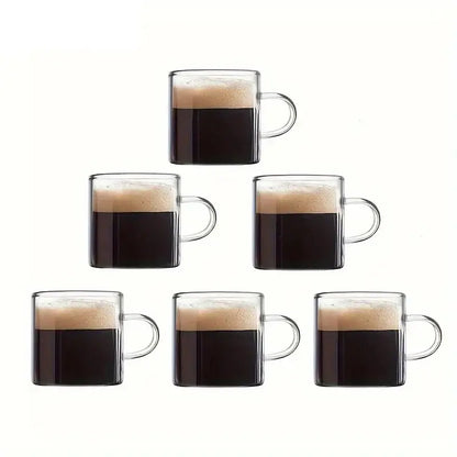 Modern 6pcs glass espresso cups kitchen coffee mugs with handles