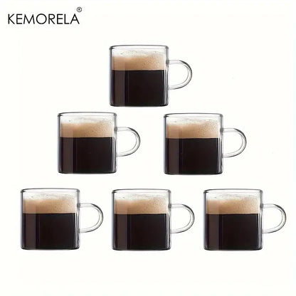 Modern 6pcs glass espresso cups kitchen coffee mugs with handles